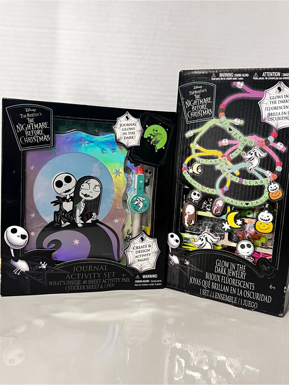 Disney Nightmare Before Christmas Glow In The Dark Activity & Jewelry Set Bundle